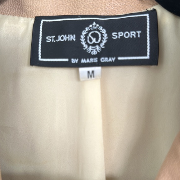 St John Sport by Marie Gray Vintage Leather Jacket Women Tan Medium Size - Picture 5 of 6